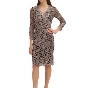 Jessica Howard Women's V-Neck Glitter lace Sheath Dress Size 14 NWT